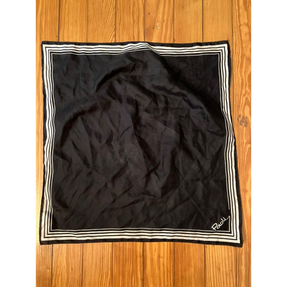 Grannycore Paoli VTG Scarf Harness Black Striped Square 18x18 Whimsigoth - Picture 6 of 10